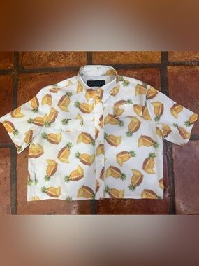 LOCLE by Low Classic Pineapple Cropped Button-Up Shirt